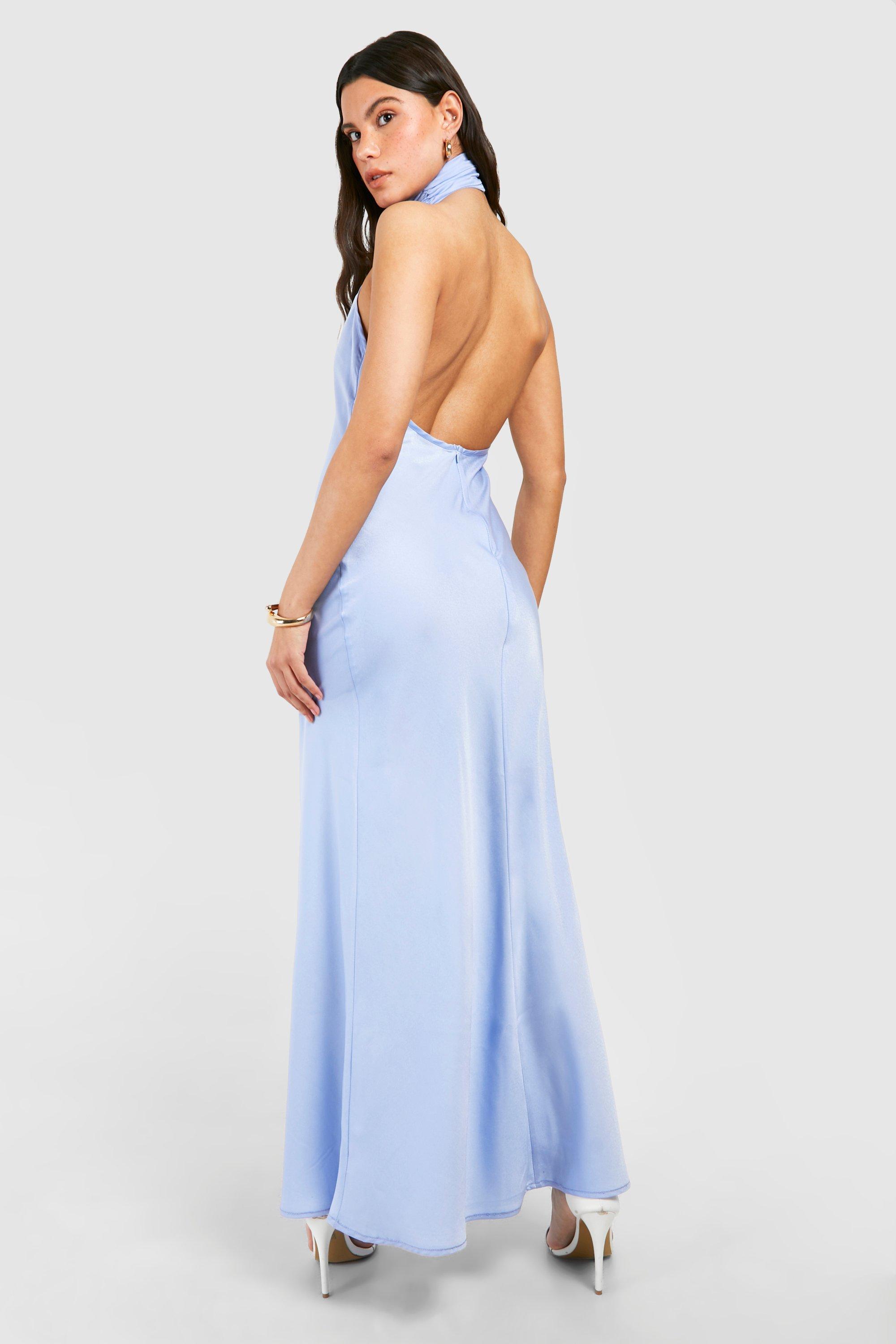 Satin Halterneck Maxi Dress boohoo UK